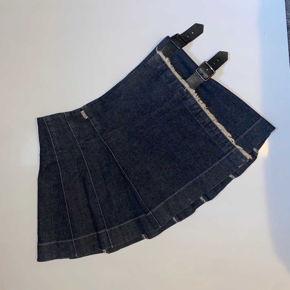 Burberry pleated denim skirt